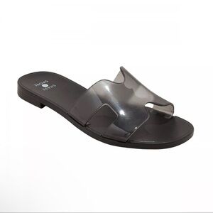Shade & Shore black jelly Bonnie slide sandals size 7